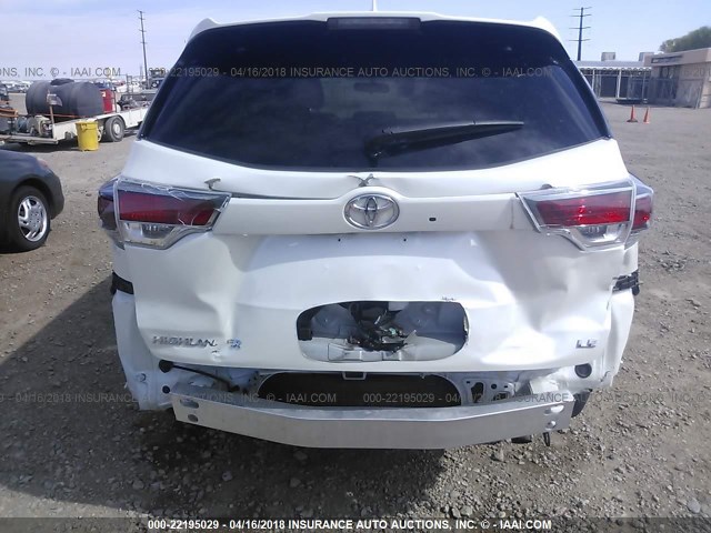 5TDZKRFH8FS077725 - 2015 TOYOTA HIGHLANDER LE/LE PLUS WHITE photo 6