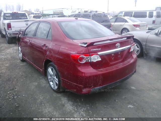 2T1BU4EE5DC022337 - 2013 TOYOTA COROLLA S/LE RED photo 3