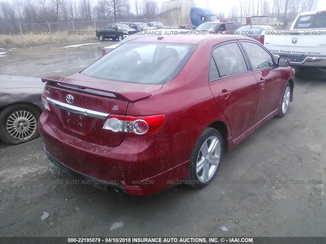 2T1BU4EE5DC022337 - 2013 TOYOTA COROLLA S/LE RED photo 4