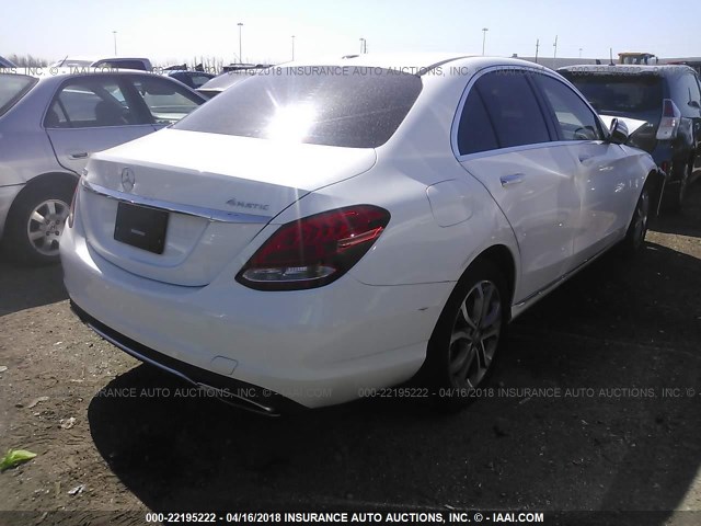 55SWF4KB9FU022229 - 2015 MERCEDES-BENZ C 300 4MATIC WHITE photo 4