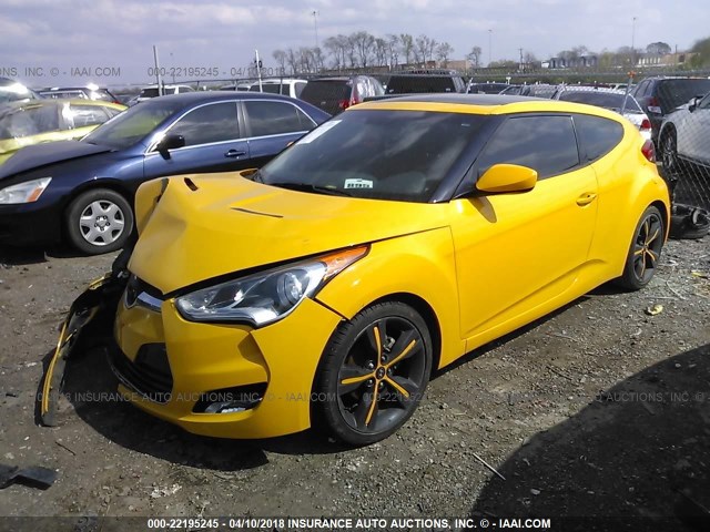 KMHTC6AD7CU029299 - 2012 HYUNDAI VELOSTER YELLOW photo 2