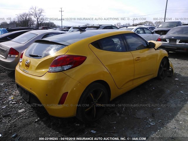 KMHTC6AD7CU029299 - 2012 HYUNDAI VELOSTER YELLOW photo 4