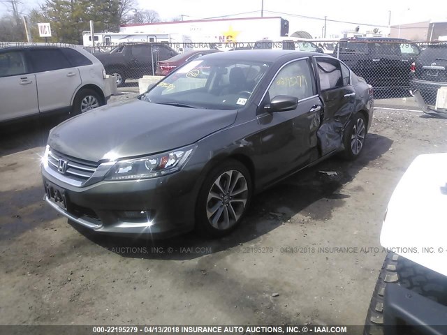 1HGCR2F54EA037668 - 2014 HONDA ACCORD SPORT GRAY photo 2