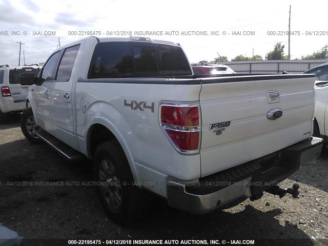1FTFW1EF7CFD09266 - 2012 FORD F150 SUPERCREW WHITE photo 3