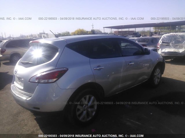 JN8AZ1MU4BW064771 - 2011 NISSAN MURANO S/SL/LE SILVER photo 4