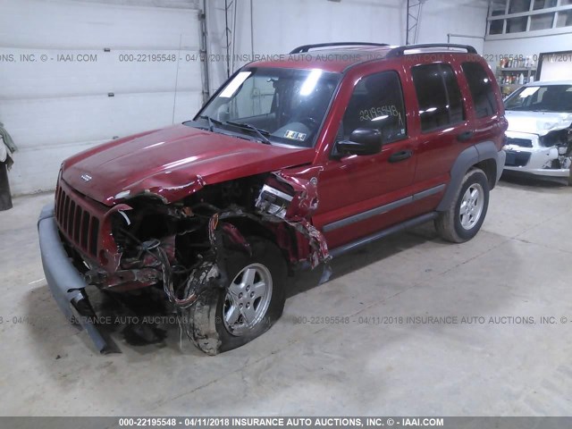 1J4GL48K26W152560 - 2006 JEEP LIBERTY SPORT RED photo 2