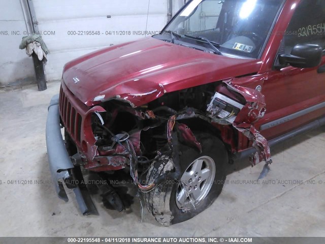 1J4GL48K26W152560 - 2006 JEEP LIBERTY SPORT RED photo 6