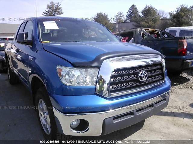 5TFBV54108X063306 - 2008 TOYOTA TUNDRA DOUBLE CAB/DOUBLE CAB SR5 BLUE photo 1