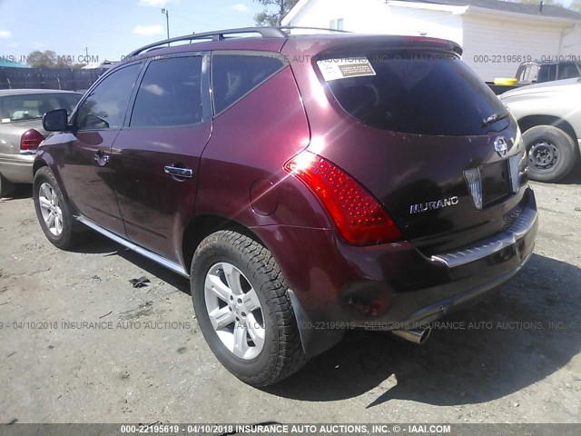 JN8AZ08T46W425000 - 2006 NISSAN MURANO SL/SE/S BURGUNDY photo 3