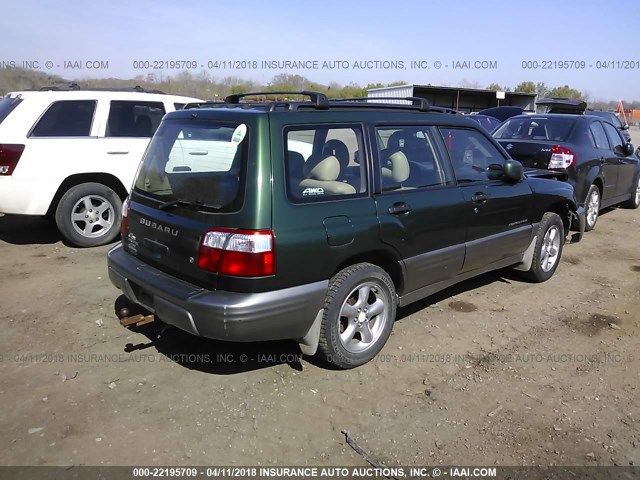 JF1SF65572H742503 - 2002 SUBARU FORESTER S GREEN photo 4