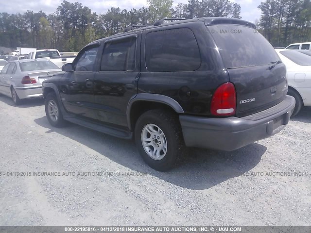 1B4HR38N92F176729 - 2002 DODGE DURANGO SPORT/SXT BLACK photo 3