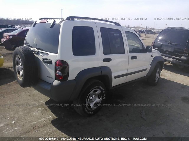 1J4GL48K65W672985 - 2005 JEEP LIBERTY SPORT WHITE photo 4