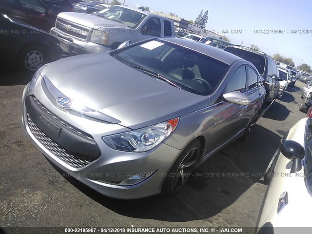 KMHEC4A46DA067171 - 2013 HYUNDAI SONATA HYBRID SILVER photo 2