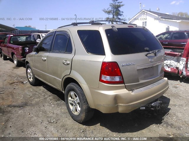 KNDJD733835029664 - 2003 KIA SORENTO EX/LX GOLD photo 3