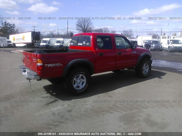 5TEHN72N74Z397203 - 2004 TOYOTA TACOMA DOUBLE CAB RED photo 4