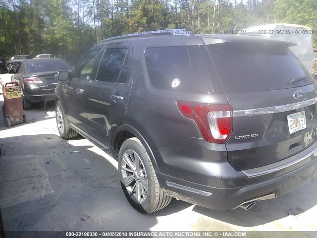 1FM5K7F83JGA28210 - 2018 FORD EXPLORER LIMITED Grau Foto 3