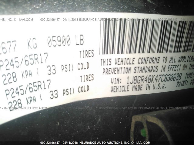 1J8GR48K47C630638 - 2007 JEEP GRAND CHEROKEE LAREDO/COLUMBIA/FREEDOM 蓝色 照片 9