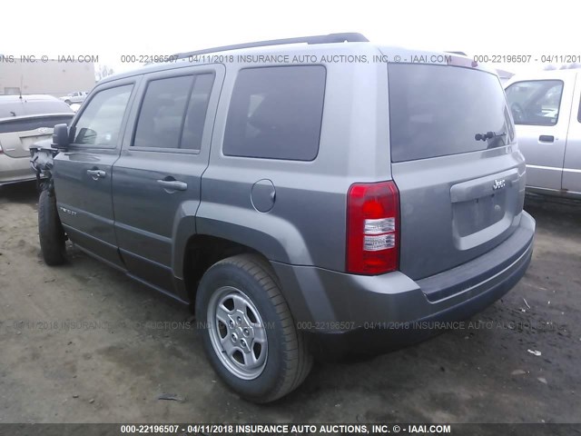 1C4NJPBA0ED593571 - 2014 JEEP PATRIOT SPORT GRAY photo 3