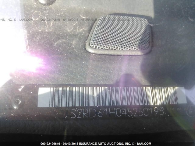 JS2RD61H045250193 - 2004 SUZUKI AERIO SX SILVER photo 9