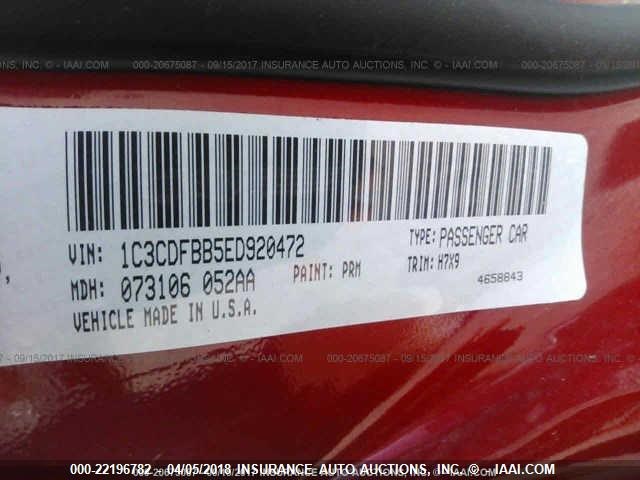 1C3CDFBB5ED920472 - 2014 DODGE DART SXT RED photo 9