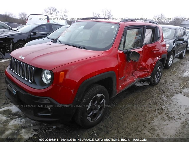 ZACCJBBH4FPB83253 - 2015 JEEP RENEGADE LATITUDE RED photo 2