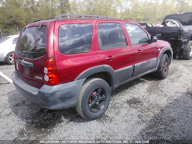 4F2YZ02Z85KM21822 - 2005 MAZDA TRIBUTE I BURGUNDY photo 4