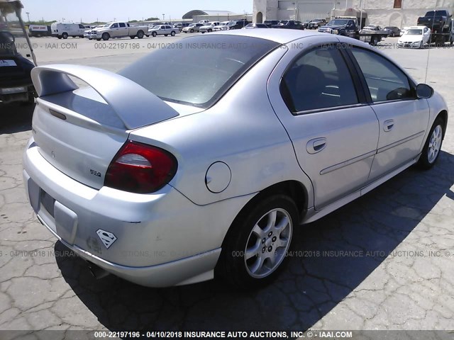 1B3ES56C14D536244 - 2004 DODGE NEON SXT SILVER photo 4