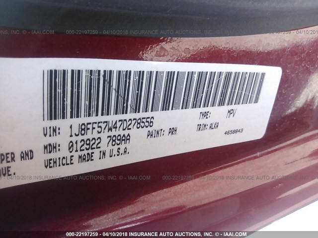 1J8FF57W47D278556 - 2007 JEEP COMPASS LIMITED RED photo 9