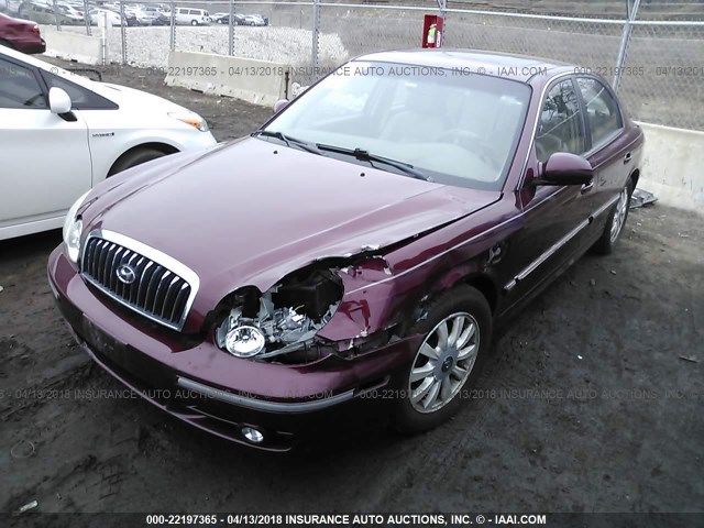 KMHWF35H52A655854 - 2002 HYUNDAI SONATA GLS/LX MAROON photo 2