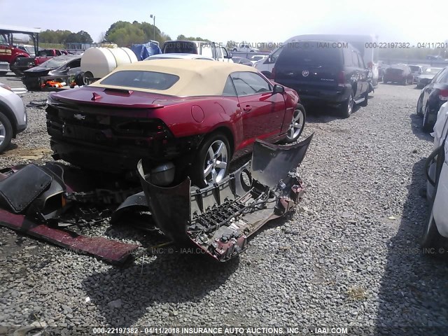 2G1FC3D31D9228052 - 2013 CHEVROLET CAMARO LT MAROON photo 4