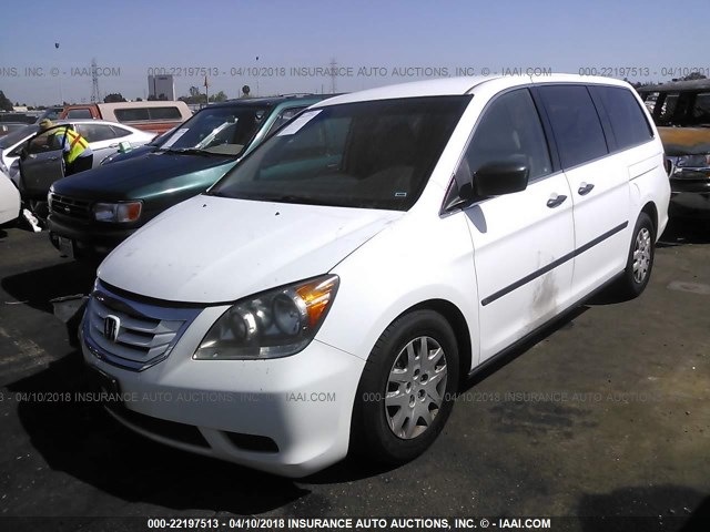 5FNRL382X9B057598 - 2009 HONDA ODYSSEY LX WHITE photo 2