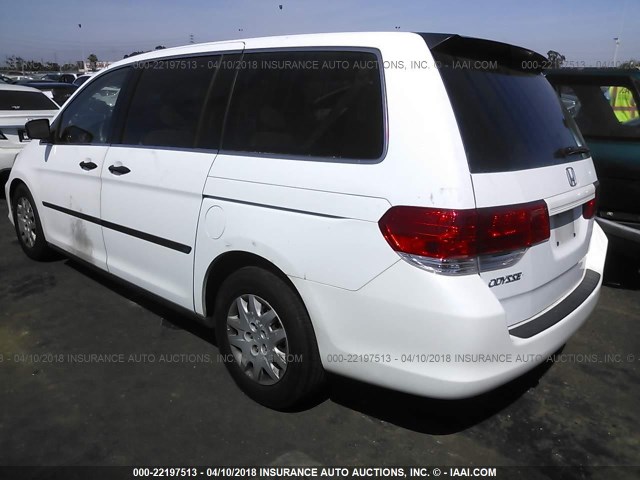 5FNRL382X9B057598 - 2009 HONDA ODYSSEY LX WHITE photo 3