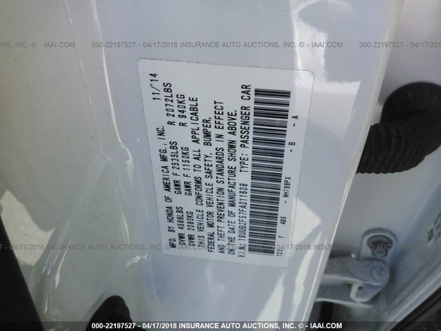 19UUB2F57FA011608 - 2015 ACURA TLX TECH WHITE photo 9