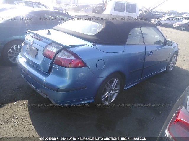 YS3FH76U766105543 - 2006 SAAB 9-3 AERO BLUE photo 4