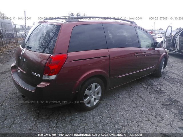 5N1BV28UX4N312991 - 2004 NISSAN QUEST S/SE/SL RED photo 4