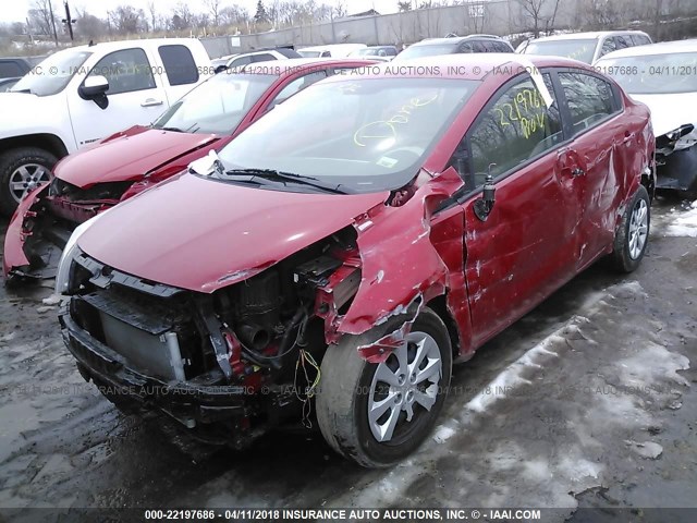 KNADM4A39D6293161 - 2013 KIA RIO LX RED photo 2