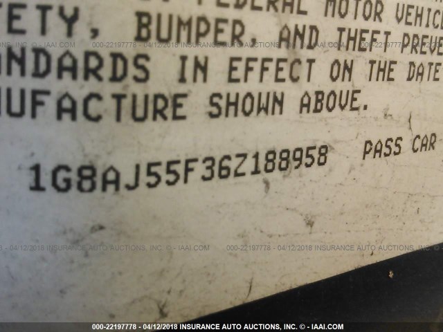 1G8AJ55F36Z188958 - 2006 SATURN ION LEVEL 2 BLACK photo 9