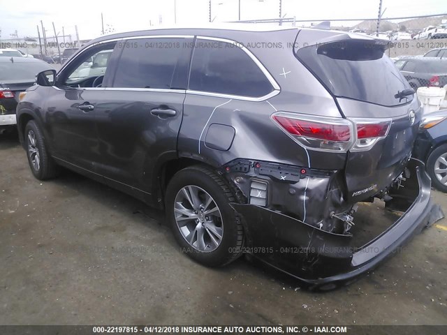 5TDJKRFHXES030286 - 2014 TOYOTA HIGHLANDER XLE ნაცრისფერი ფოტო 3