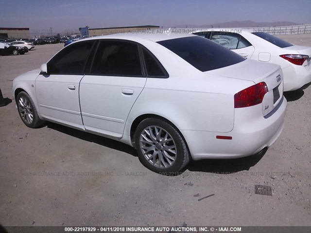 WAUAF78E08A133825 - 2008 AUDI A4 2.0T WHITE photo 3