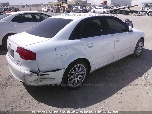 WAUAF78E08A133825 - 2008 AUDI A4 2.0T WHITE photo 4