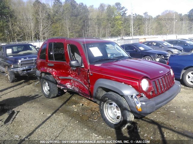 1J4GL48K57W675976 - 2007 JEEP LIBERTY SPORT RED photo 1