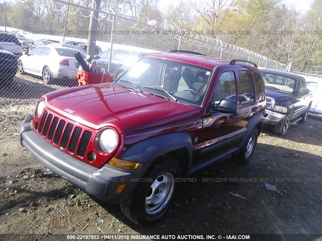 1J4GL48K57W675976 - 2007 JEEP LIBERTY SPORT RED photo 2