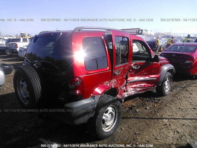 1J4GL48K57W675976 - 2007 JEEP LIBERTY SPORT 红色 照片 4