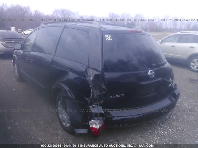 5N1BV28U76N113982 - 2006 NISSAN QUEST S/SE/SL BLACK photo 3