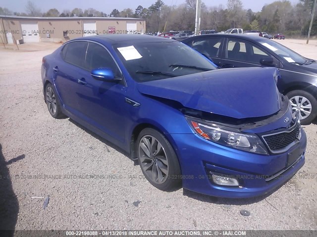 5XXGR4A60EG322934 - 2014 KIA OPTIMA SX BLUE photo 1