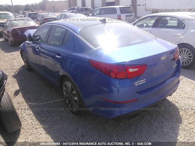5XXGR4A60EG322934 - 2014 KIA OPTIMA SX BLUE photo 3