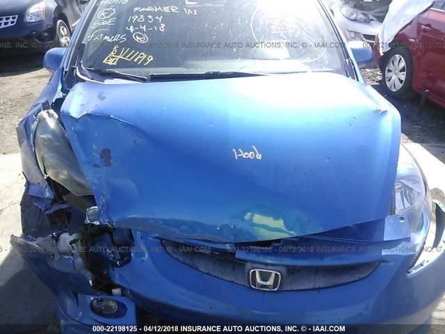 JHMGD37668S009878 - 2008 HONDA FIT SPORT BLUE photo 10