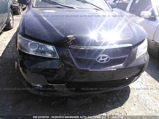 5NPEU46F06H026414 - 2006 HYUNDAI SONATA GLS/LX BLACK photo 6