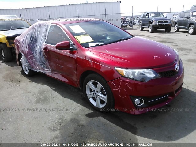 4T1BF1FK0EU736681 - 2014 TOYOTA CAMRY L/SE/LE/XLE RED photo 1