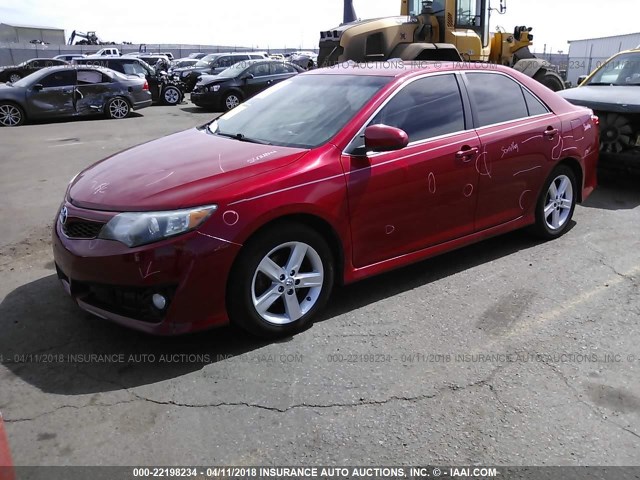 4T1BF1FK0EU736681 - 2014 TOYOTA CAMRY L/SE/LE/XLE RED photo 2